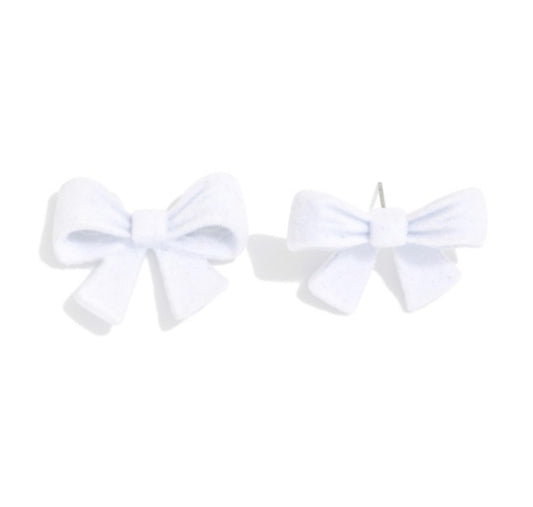 Velvet White Bow Earrings