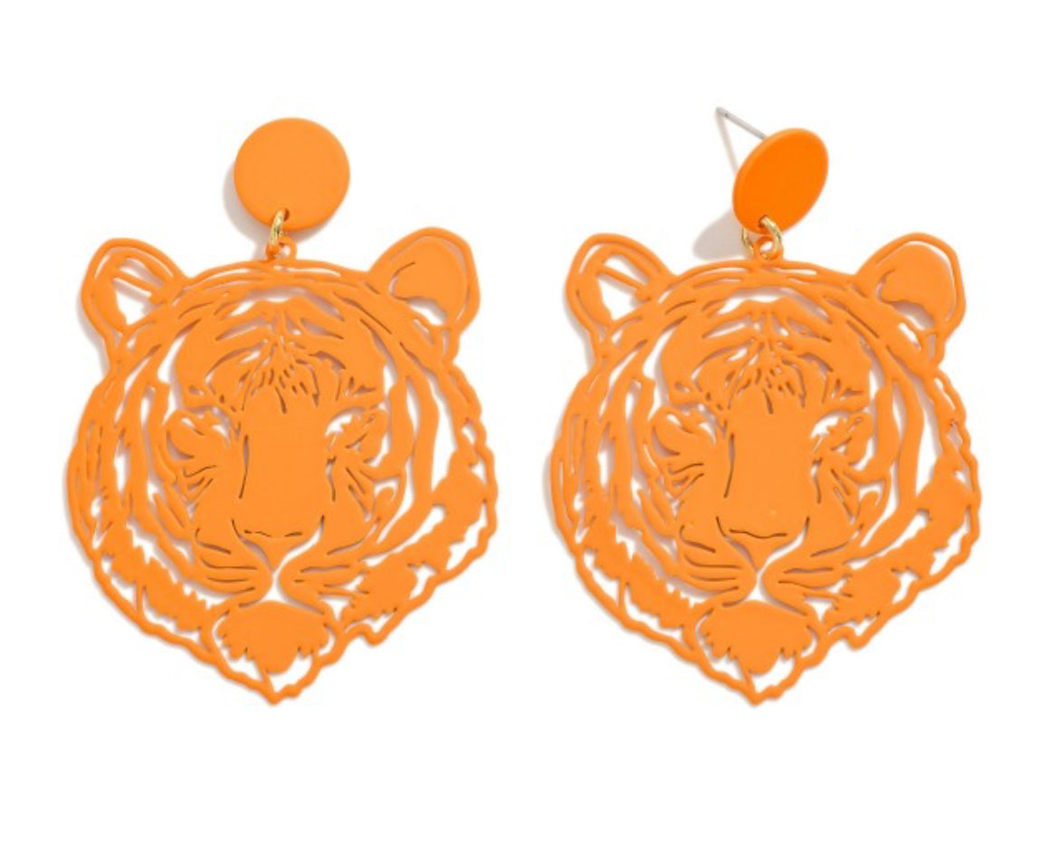 Fierce Orange Tiger Earrings