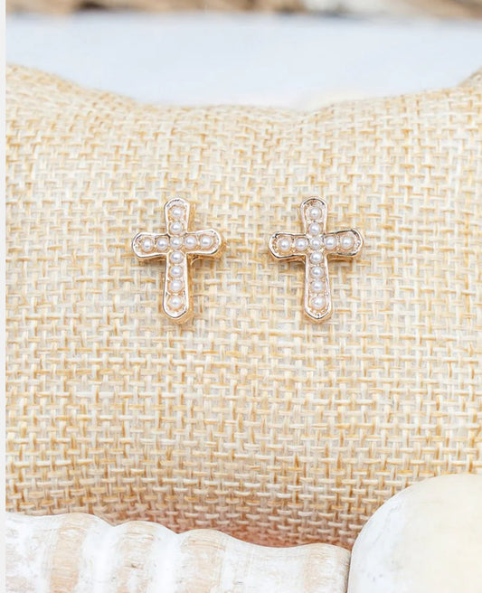 PEARLED PROMISE GOLDTONE EARRINGS