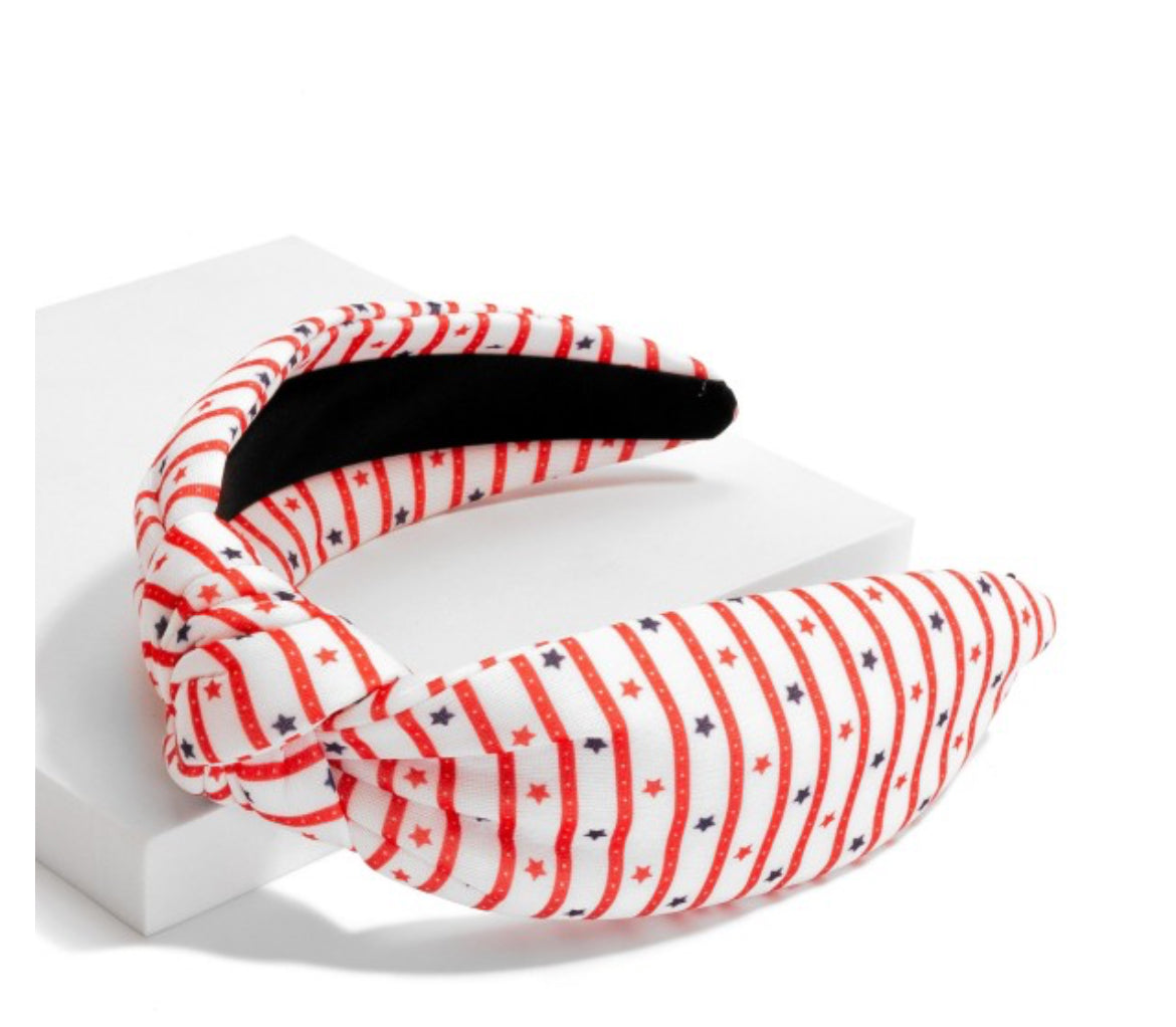 Americana Print Foam Lined Headband With Top Knot