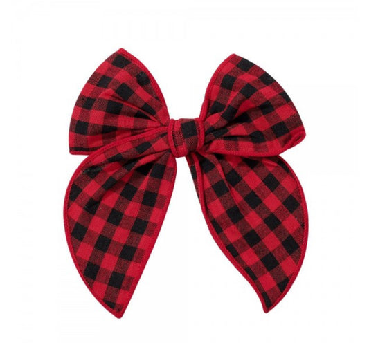 Red/Black Plaid Hair Bow