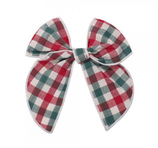 Red/Green/White Plaid Hair Bow