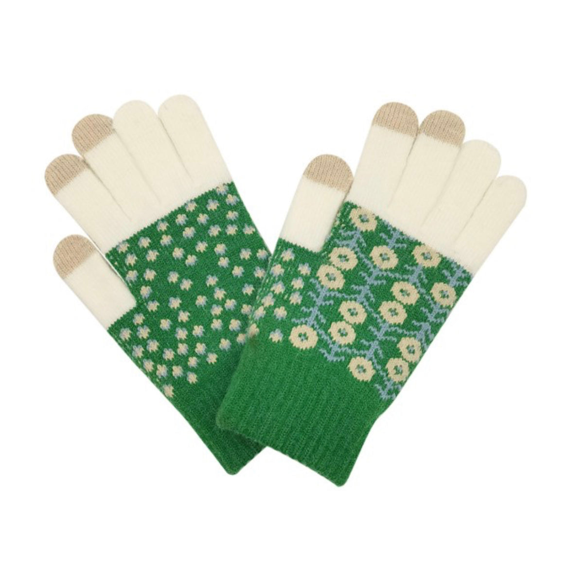 Green flower gloves