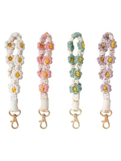 Daisy Flower Wristlet Keychain
