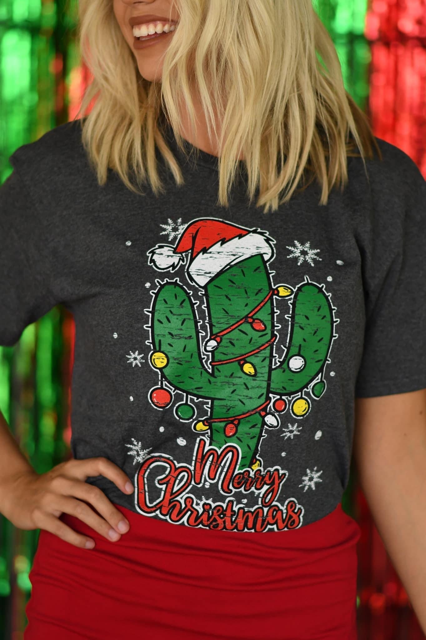 Merry Christmas Cactus Heart Tee