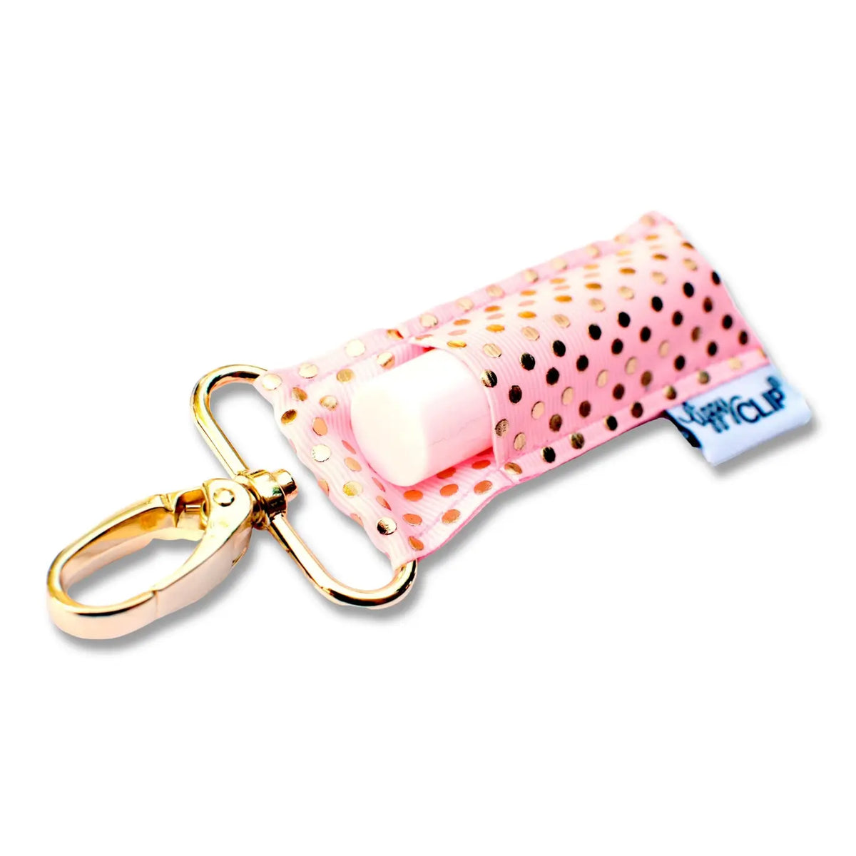 Gold Dots On Light Pink Lippyclip® Lip Balm Holder