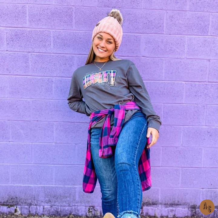 Merry Plaid Long Sleeve Tee