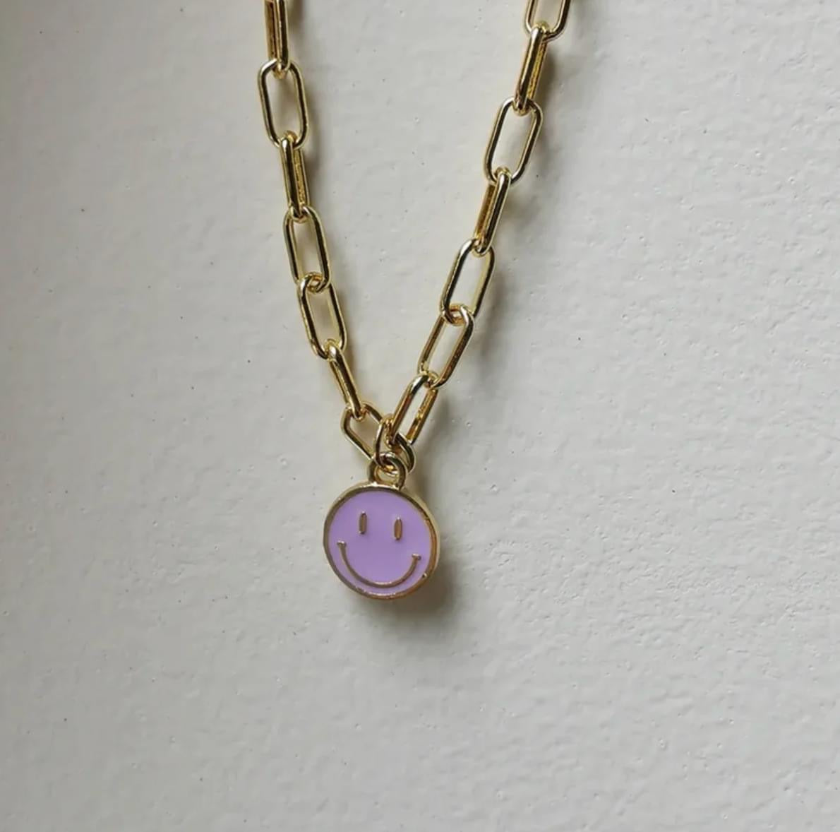 Smiley Face Gold Chunky Chain Necklace