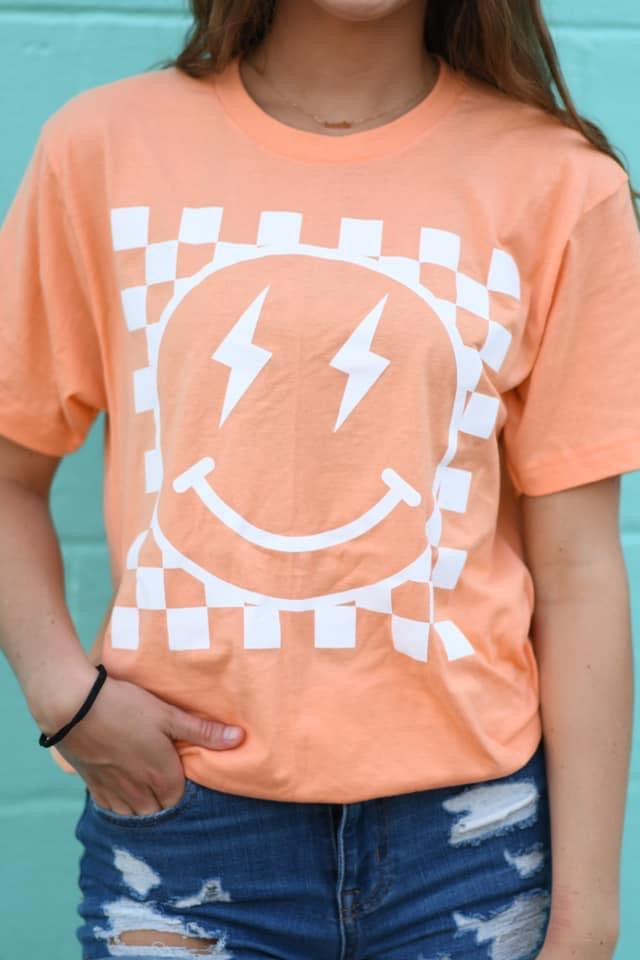 Checkered Smiley Graphic Tee