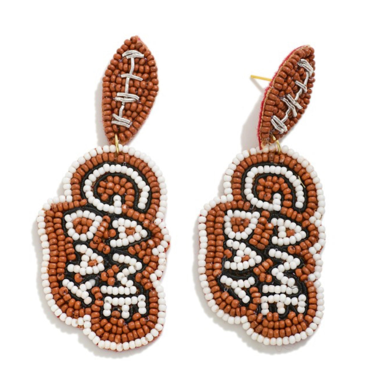 GAME DAY' BANNER SEED BEAD EARRINGS