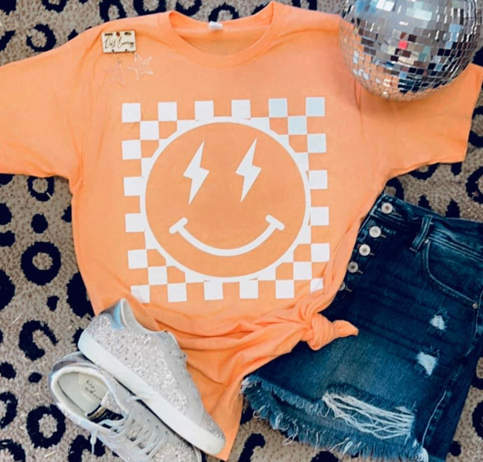 Checkered Smiley Graphic Tee