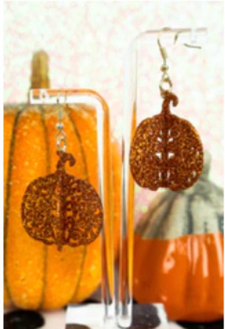 Autumn glitter 3D pumpkin earrings