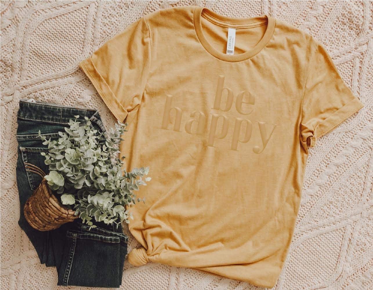 "Be Happy" Tee (puff ink)