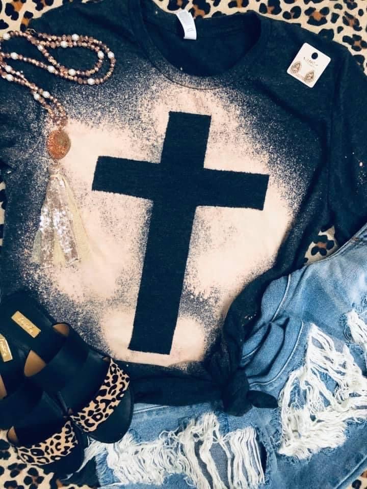 Bleached Cross Tee – Anchor Fusion Boutique