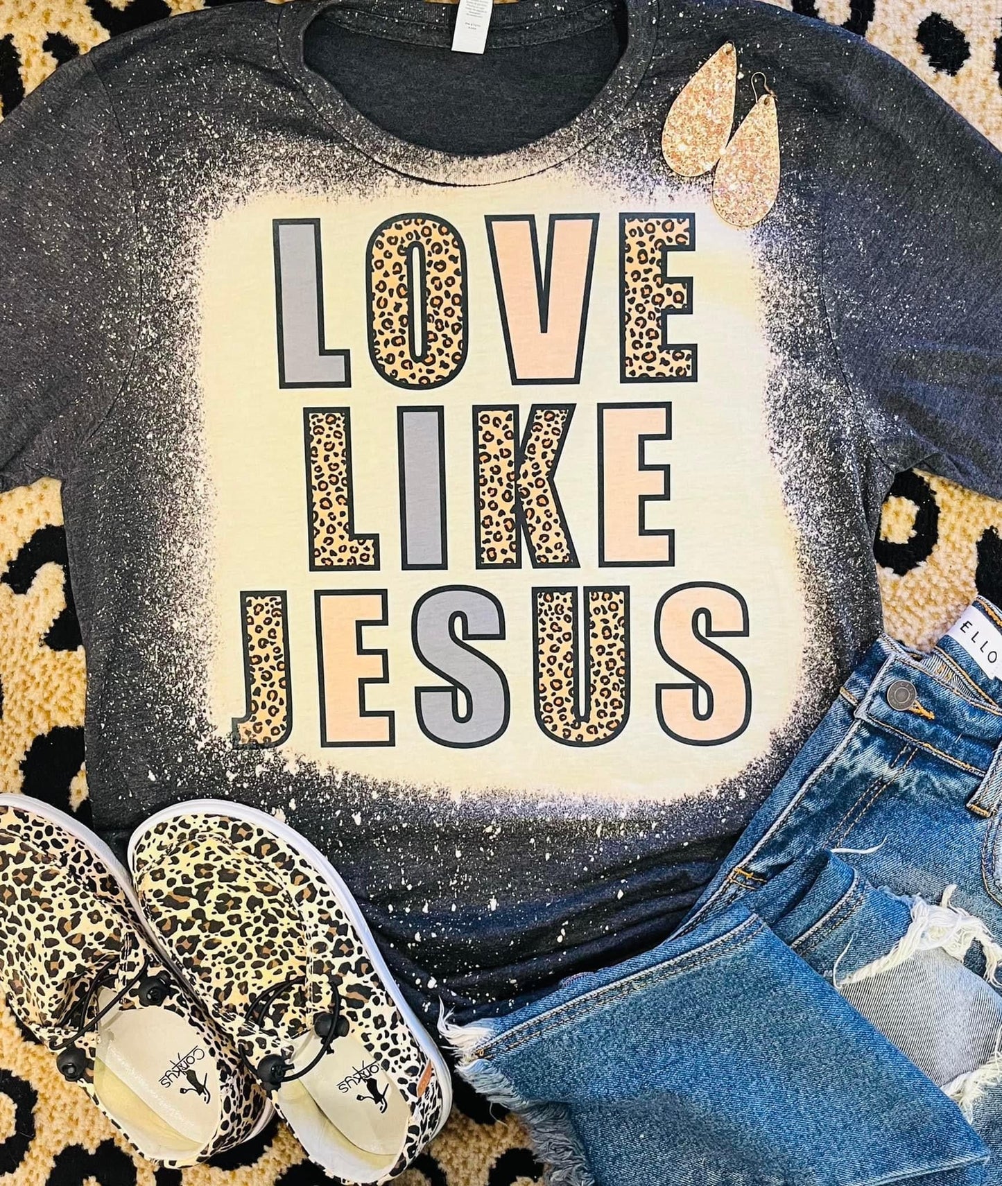 Bleached "Love Like Jesus" Leopard Tee