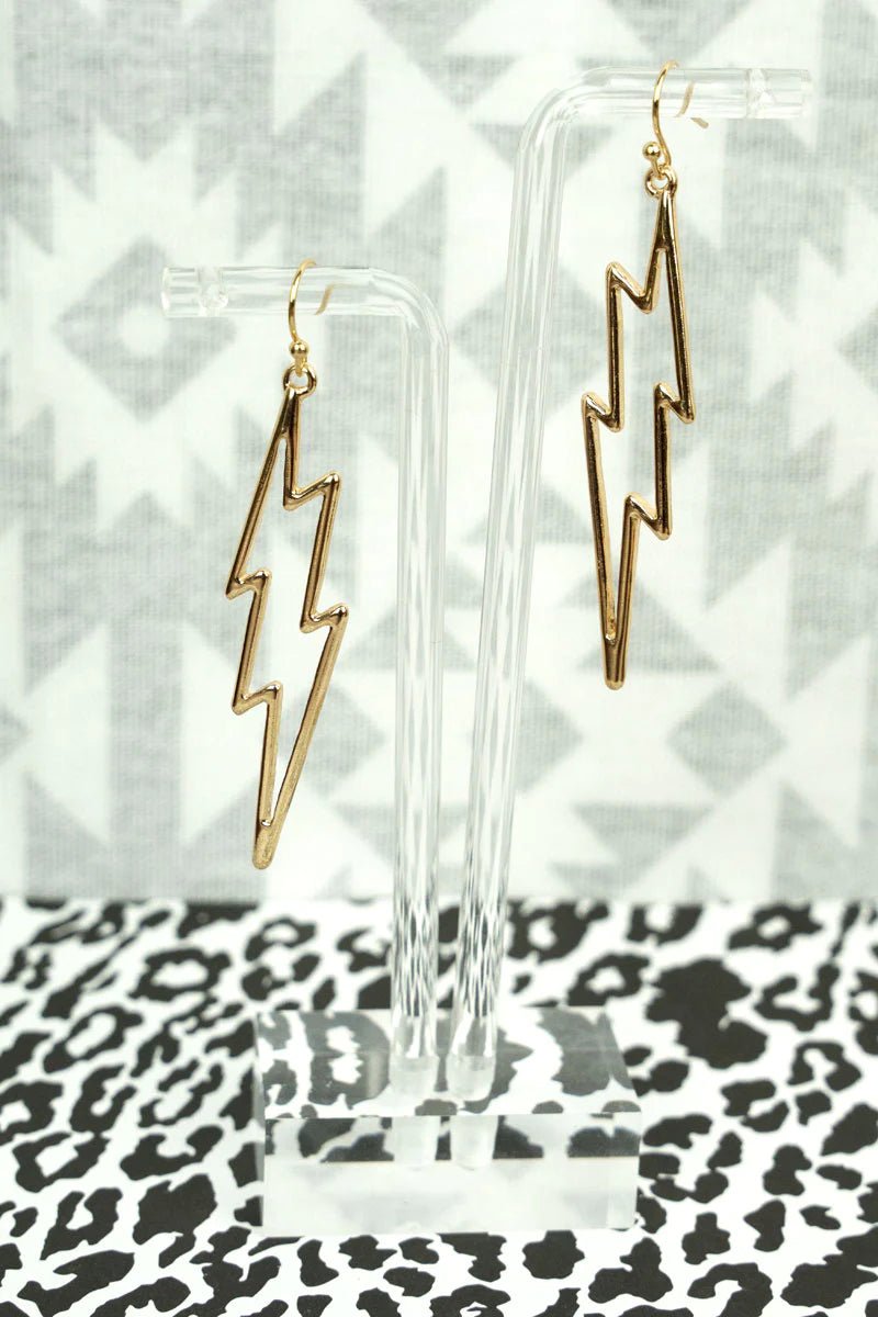 BOLTED GOLDTONE LIGHTNING BOLT EARRINGS - Anchor Fusion Boutique