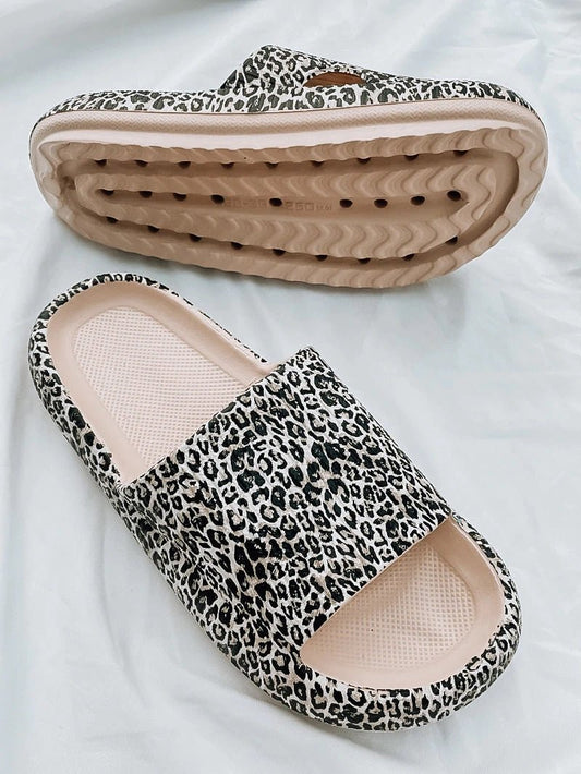 Boujee Leopard Print Slides