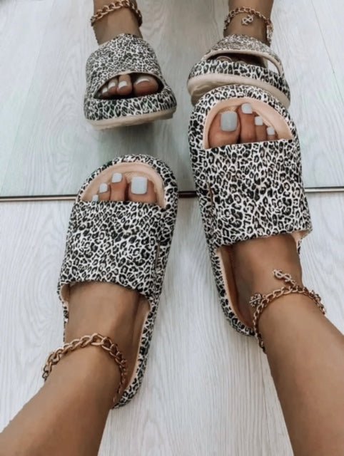 Boujee Leopard Print Slides