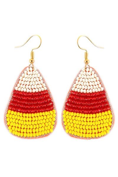 Candy corn seed bead earrings