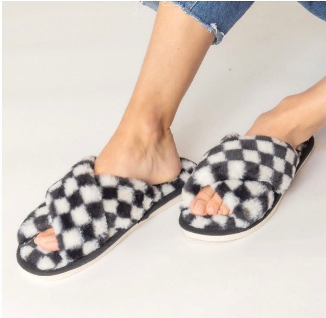 Checkered Criss Cross Slippers