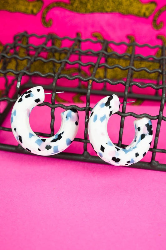 COLOR COLLISION WHITE MULTI HOOP EARRINGS