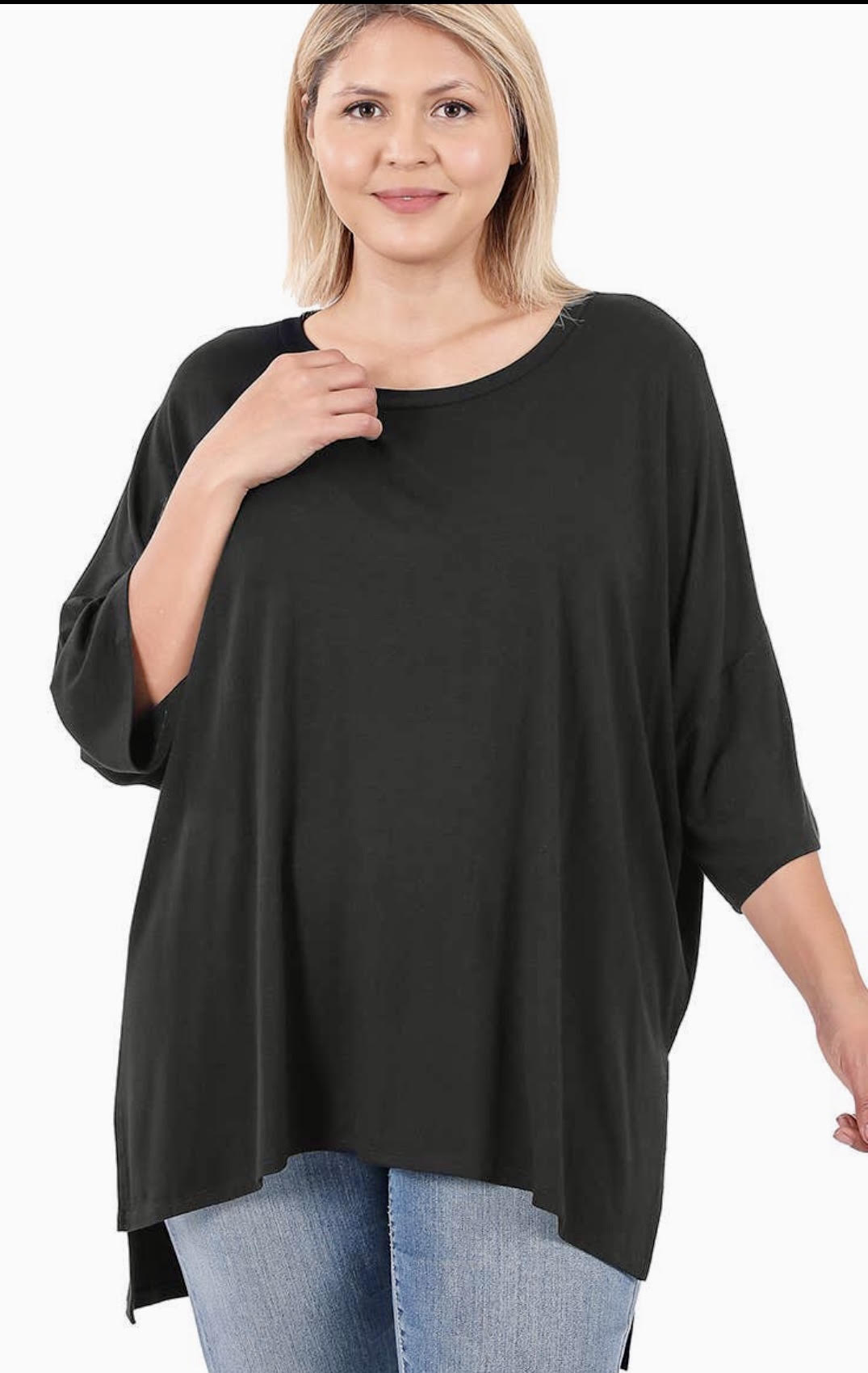 Curvy Black Luxe Rayon Top