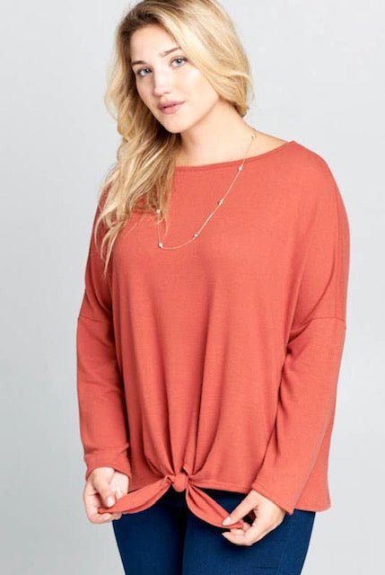 Curvy "Fall Into This" Front Knot Top
