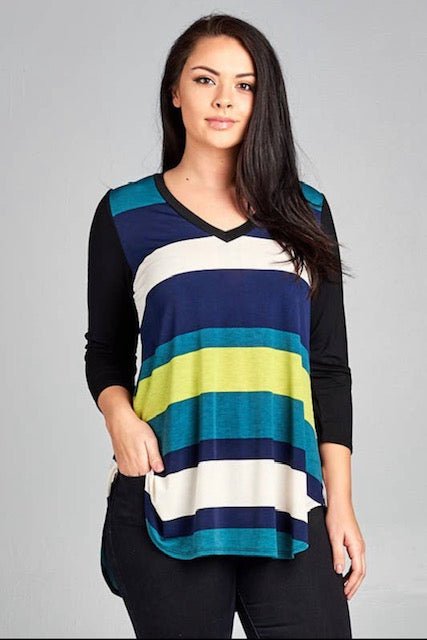 Curvy Multiple Striped Tunic Top