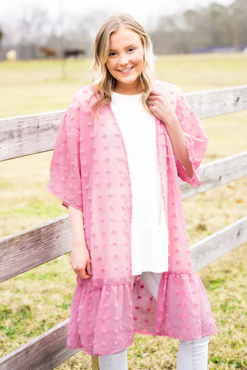 DAYDREAMS SWISS DOT KIMONO, PINK - Anchor Fusion Boutique