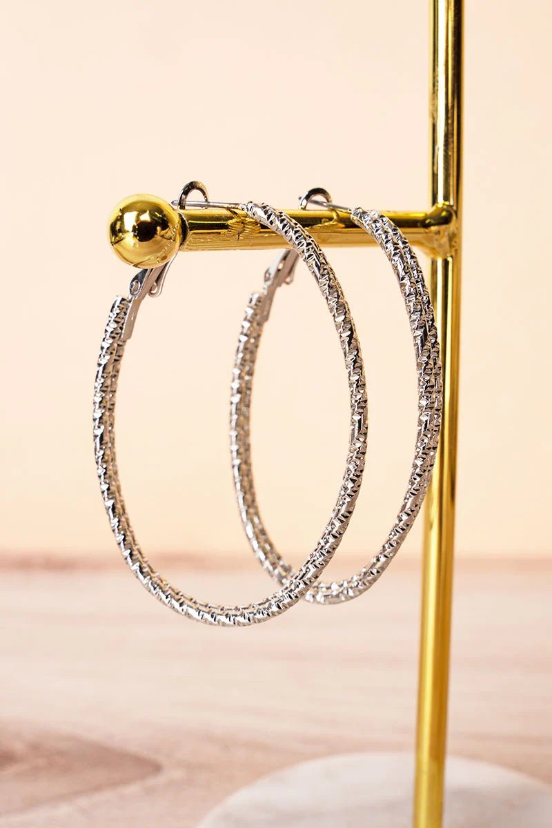 ENCHANTING EVENING SILVERTONE OVAL HOOP EARRINGS - Anchor Fusion Boutique