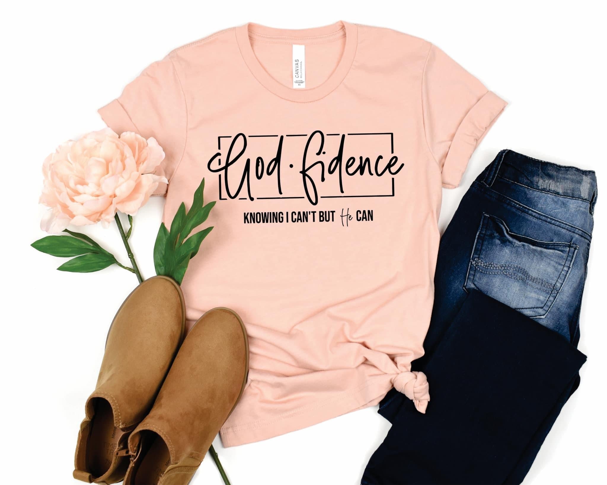 God*fidence-Knowing I Can’t but He Can Graphic Tee - Anchor Fusion Boutique