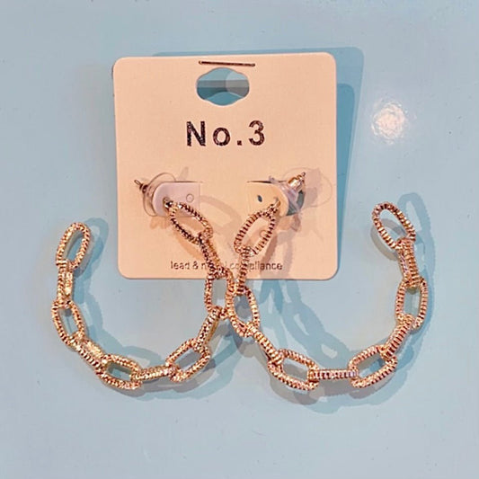 Goldtone Link Hoop Earings