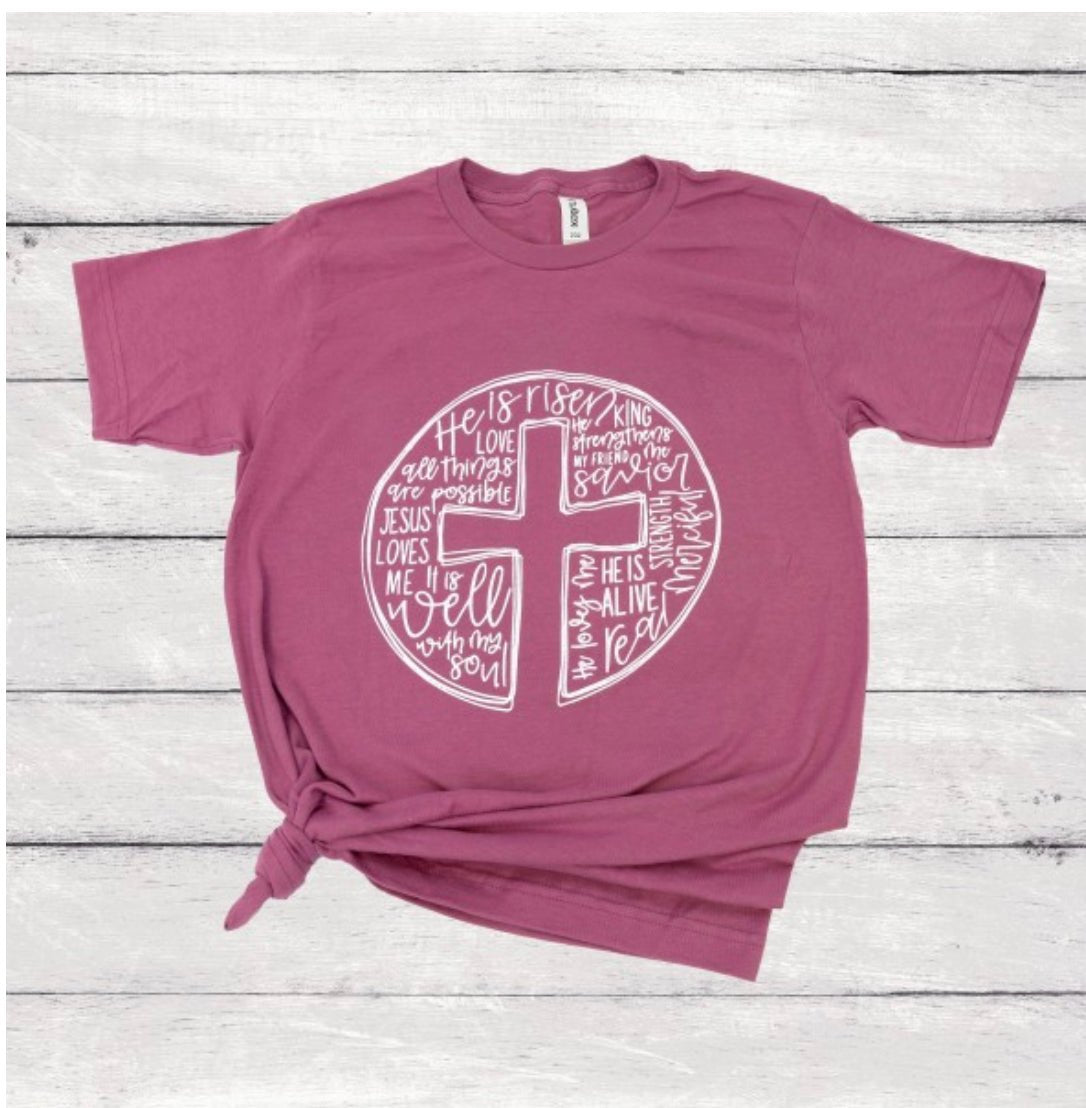 He is Risen Cross Tee - Anchor Fusion Boutique