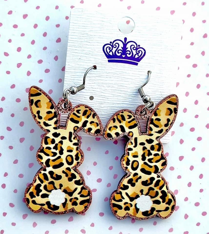Leopard Bunny Acrylic Earrings