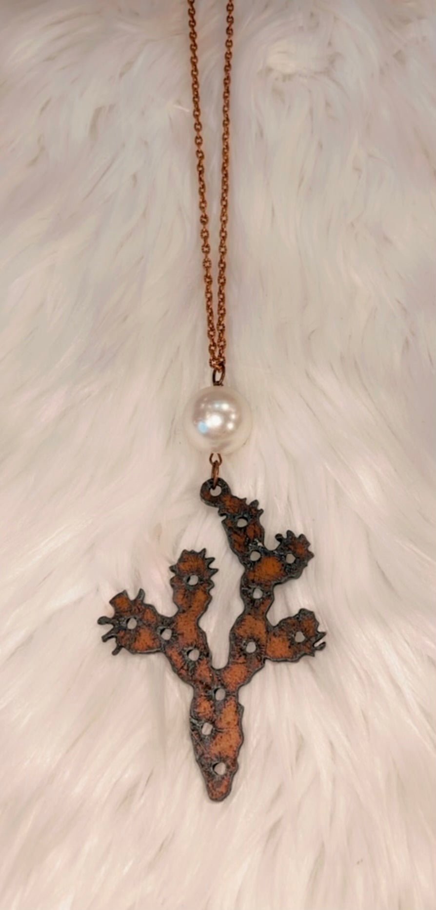 Long cactus necklace with Pearl 111 - Anchor Fusion Boutique