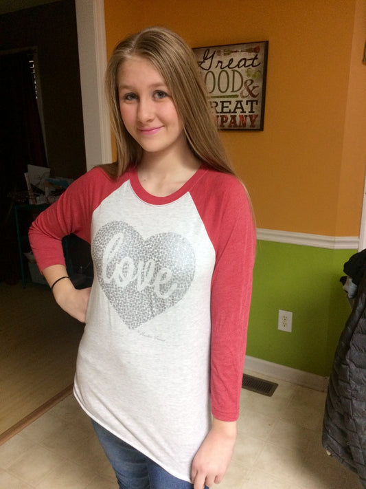 Love Glitter Heart Raglan - Anchor Fusion Boutique