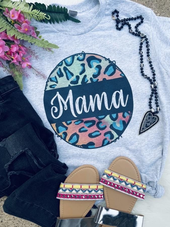 Mama leopard circle tee - Anchor Fusion Boutique