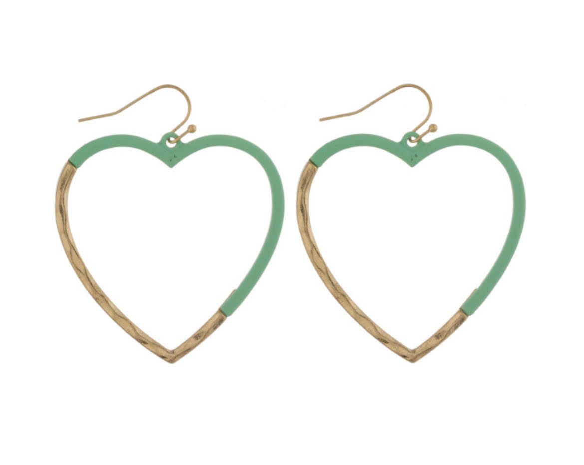 Matte color coated heart hoop earrings 201 - Anchor Fusion Boutique