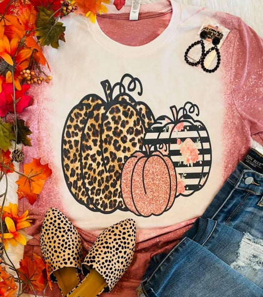 Mauve Bleached Trio Pumpkins Tee - Anchor Fusion Boutique