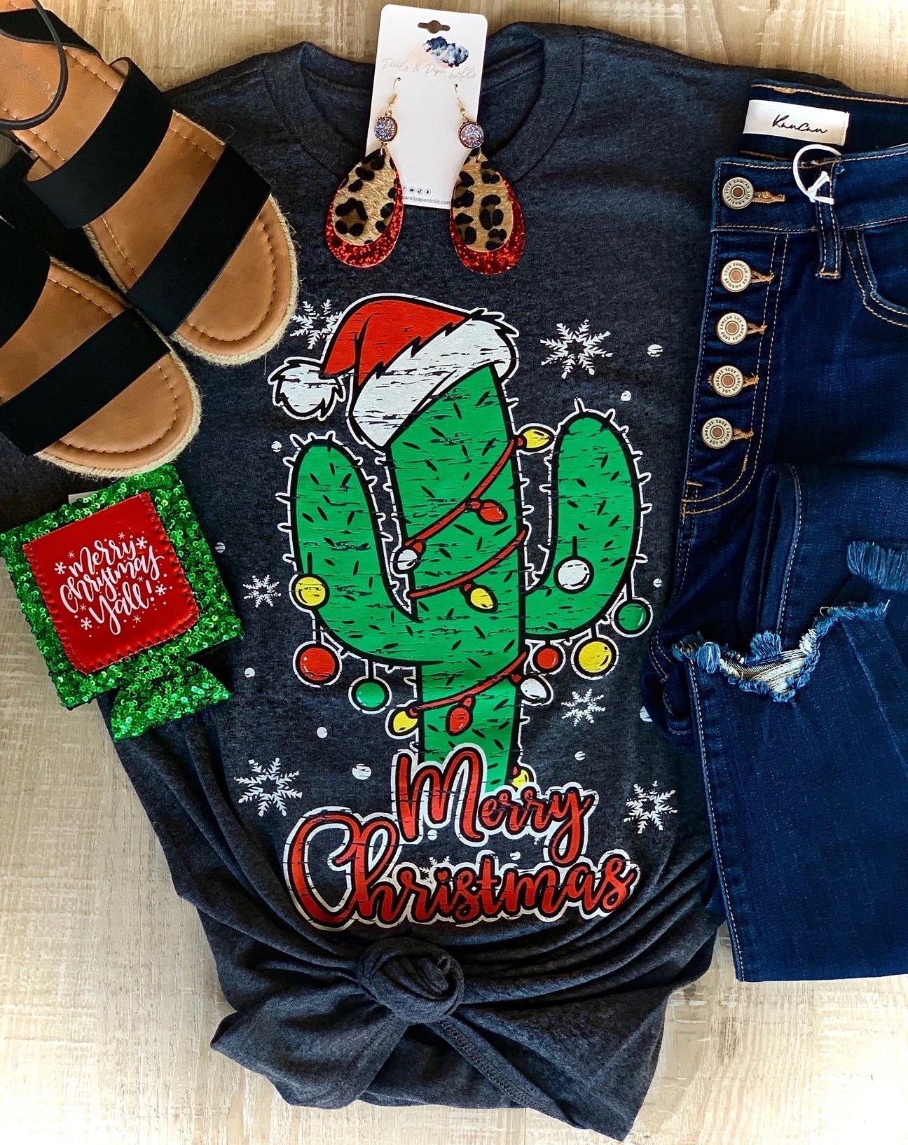 Merry Christmas Cactus Heart Tee - Anchor Fusion Boutique
