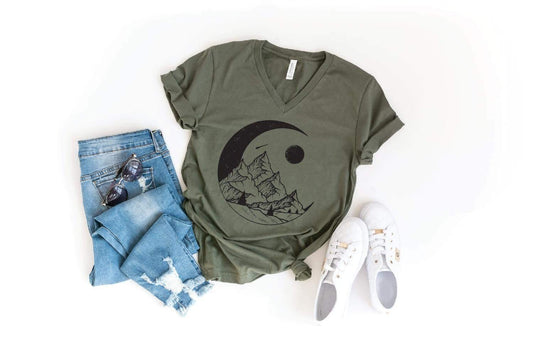 Moon Mountain V-Neck Tee - Anchor Fusion Boutique