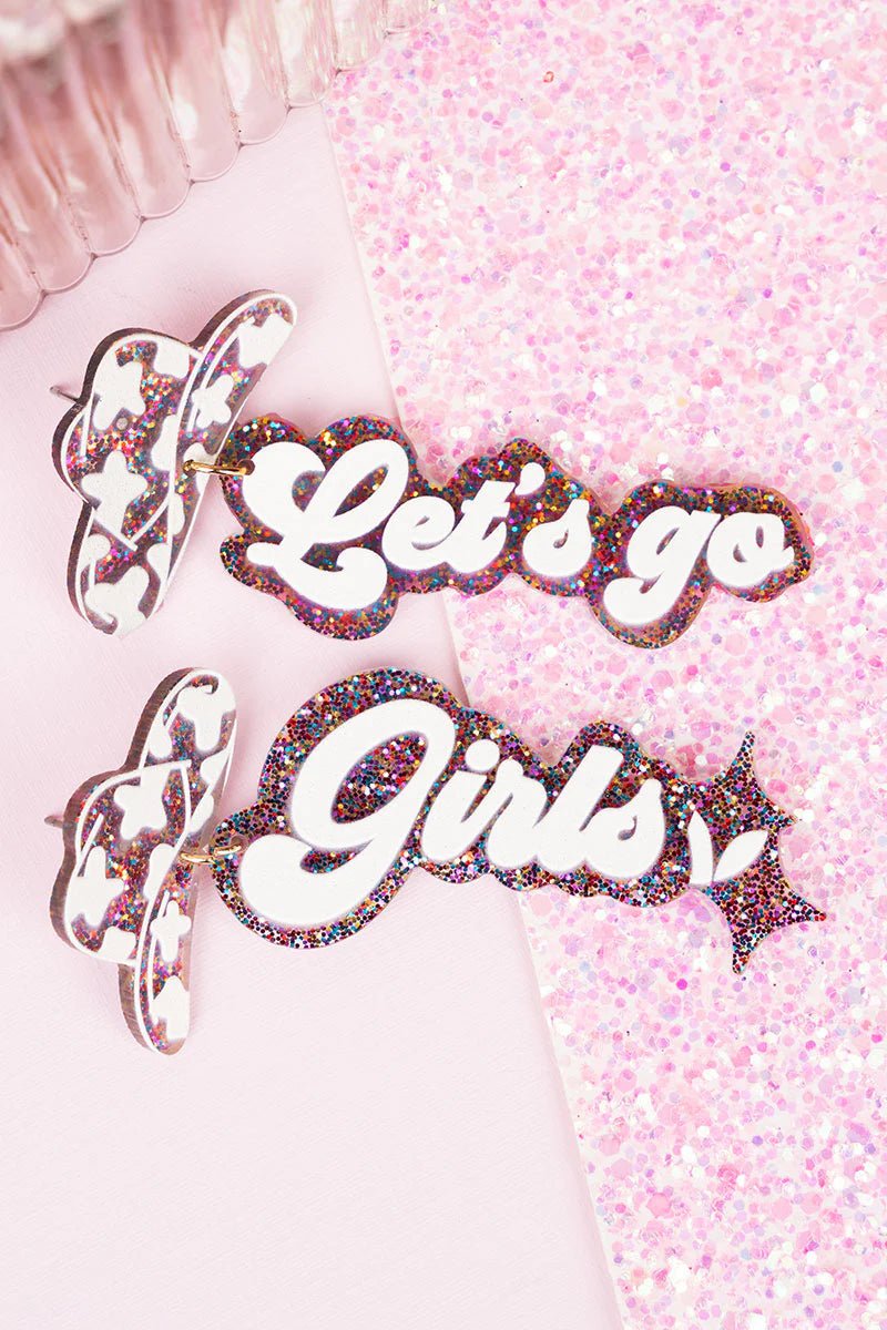 MULTI COLOR 'LET'S GO GIRLS' ACRYLIC EARRINGS - Anchor Fusion Boutique