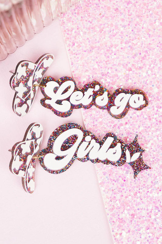 MULTI COLOR 'LET'S GO GIRLS' ACRYLIC EARRINGS - Anchor Fusion Boutique