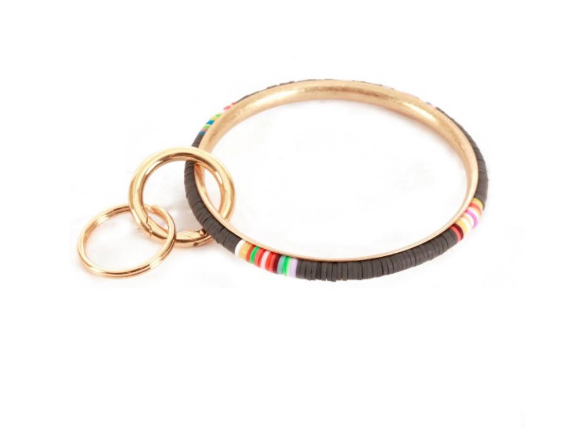 Multicolor Spacer Beaded Key Ring Bangle Keychain Holder - Anchor Fusion Boutique
