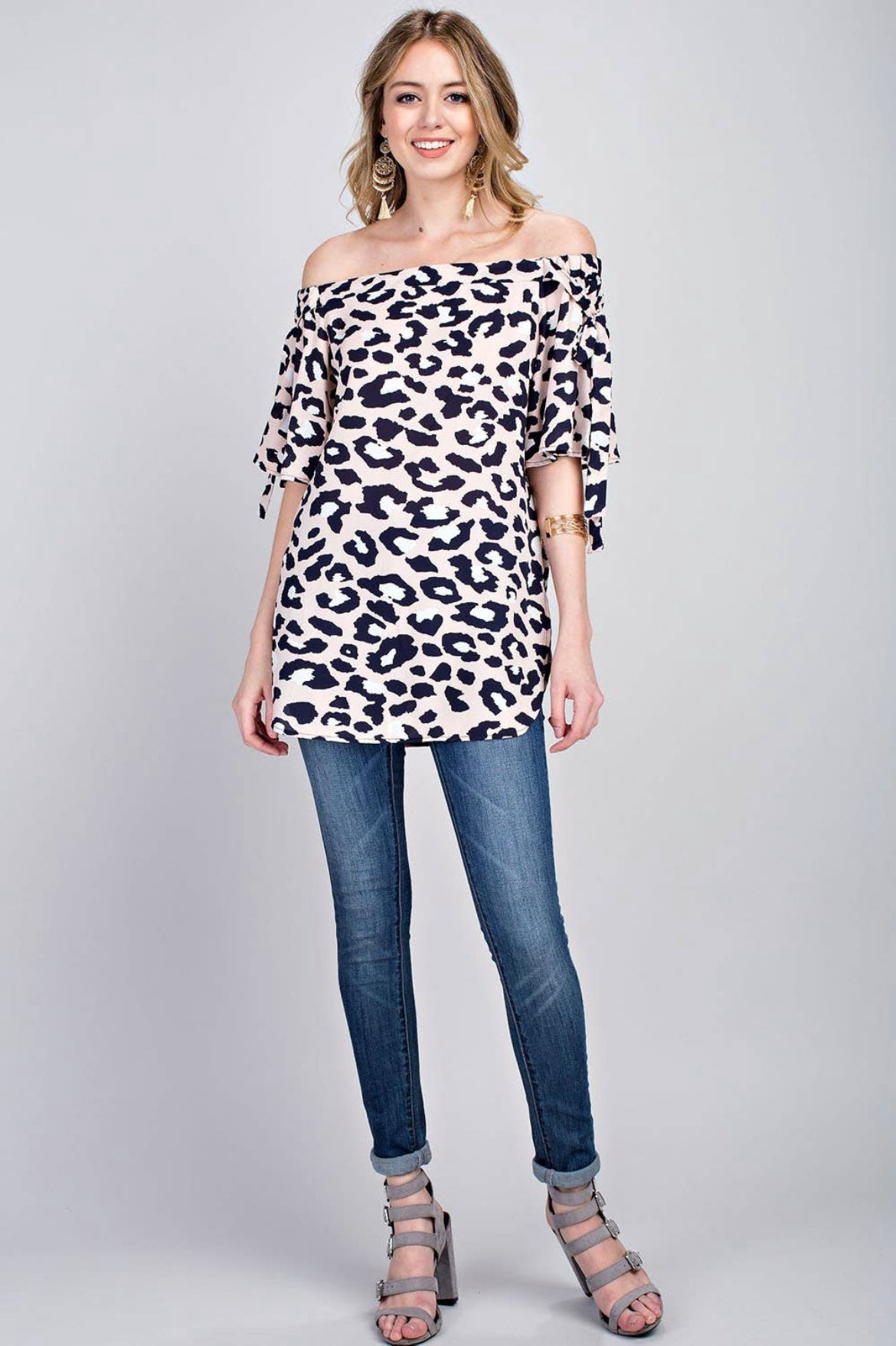 Off the Path Animal Print Off the Shoulder Blouse - Anchor Fusion Boutique