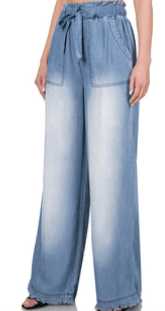 Open Spaces Chambray Wide Leg Pants - Anchor Fusion Boutique