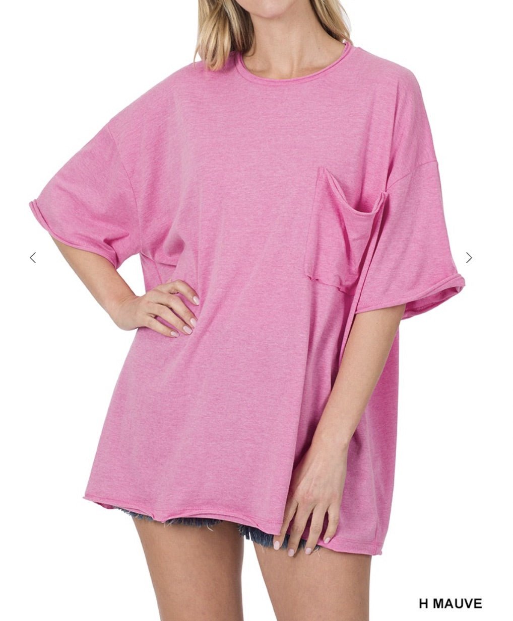 Oversized Boyfriend Tee in Hot Mauve - Anchor Fusion Boutique