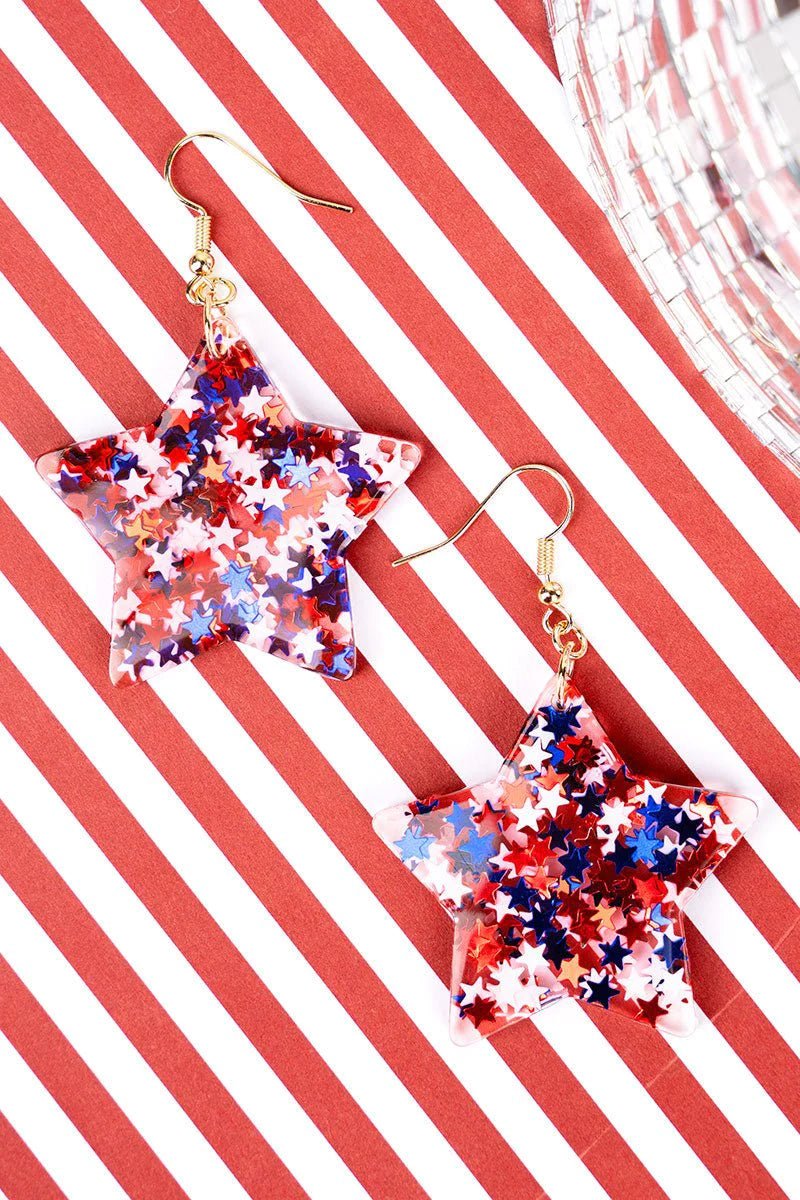 PATRIOTIC PATTY STAR ACRYLIC EARRINGS - Anchor Fusion Boutique