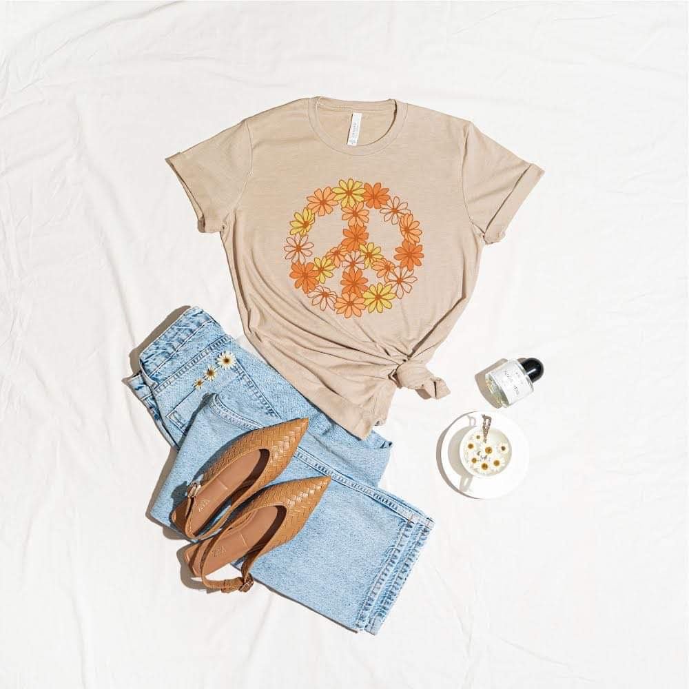 Peace Daisy Flowers Tee - Anchor Fusion Boutique
