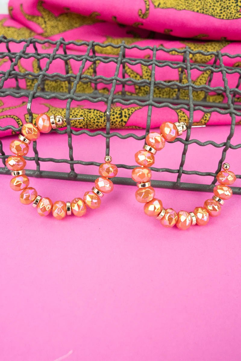 PINK IRIDESCENT BEAD CECILA HOOP EARRINGS - Anchor Fusion Boutique